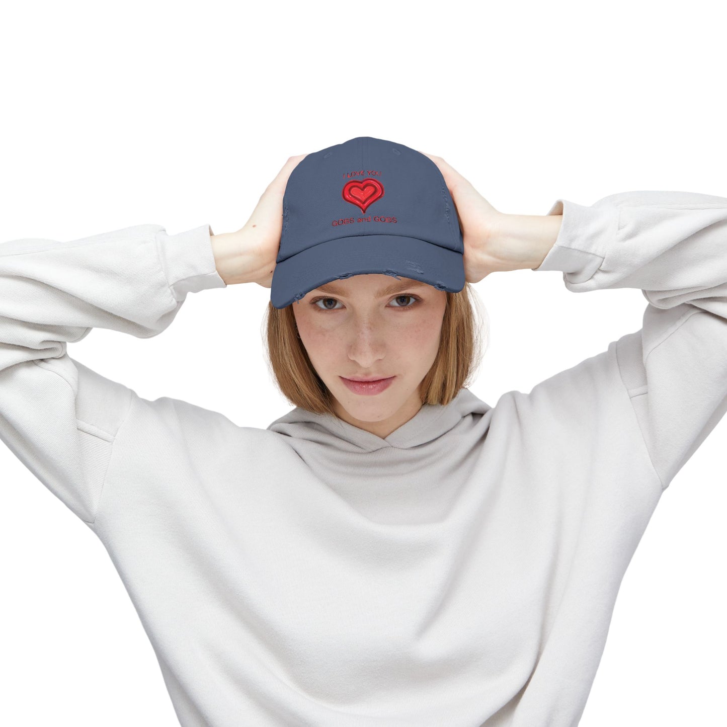 I Love You Gobs and Gobs Distressed Cap Hearts Gift Valentines Women Men Teens