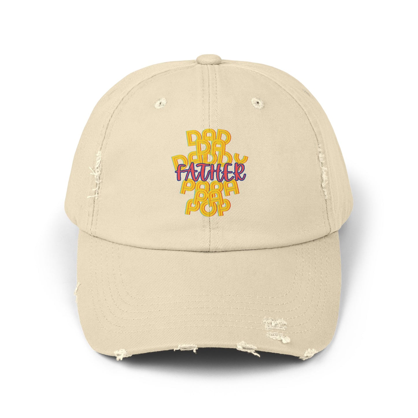 Father Unisex Distressed Cap, Dad Da Daddy Papa Pa Pop, Fathers Day, Gift, Hats, Cotton Twill, Adjustable, Gifts for Men