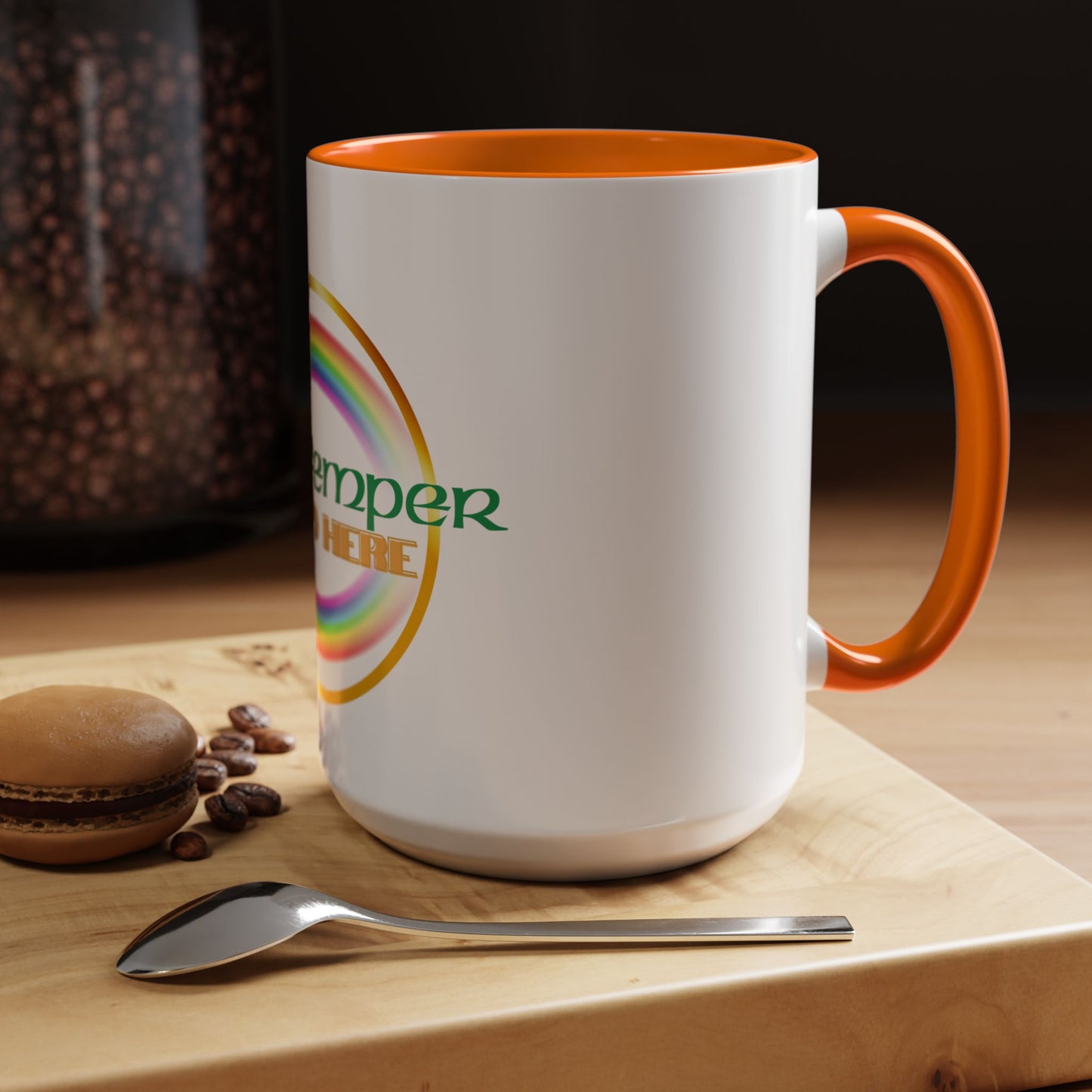 Coffee Mug - Irish Temper Found Here, Rainbow Design, BPA-Free Ceramic, St Patricks Gift