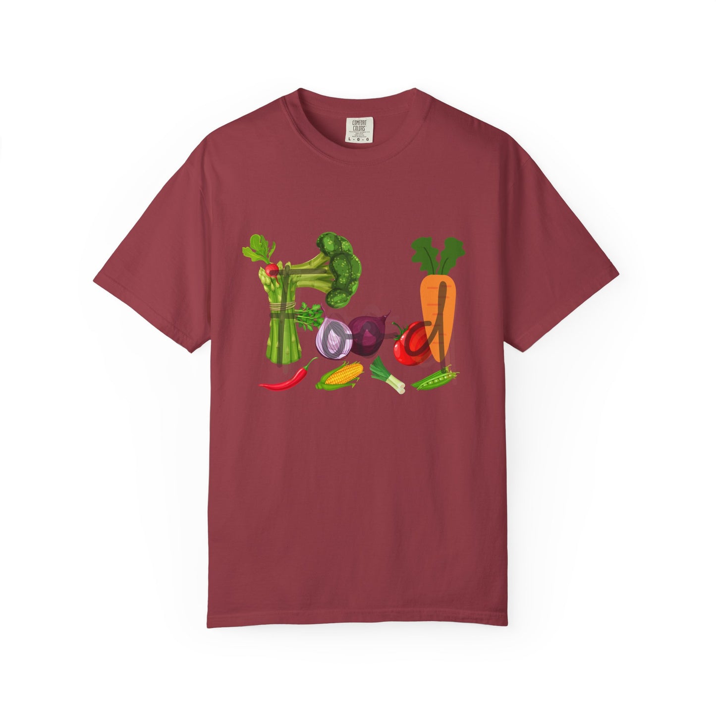 Food Unisex Garment-Dyed T-shirt, vegetables, healthy, groceries, snacks, cooking, gender neutral, casual, relaxed, soft, preshrunk cotton