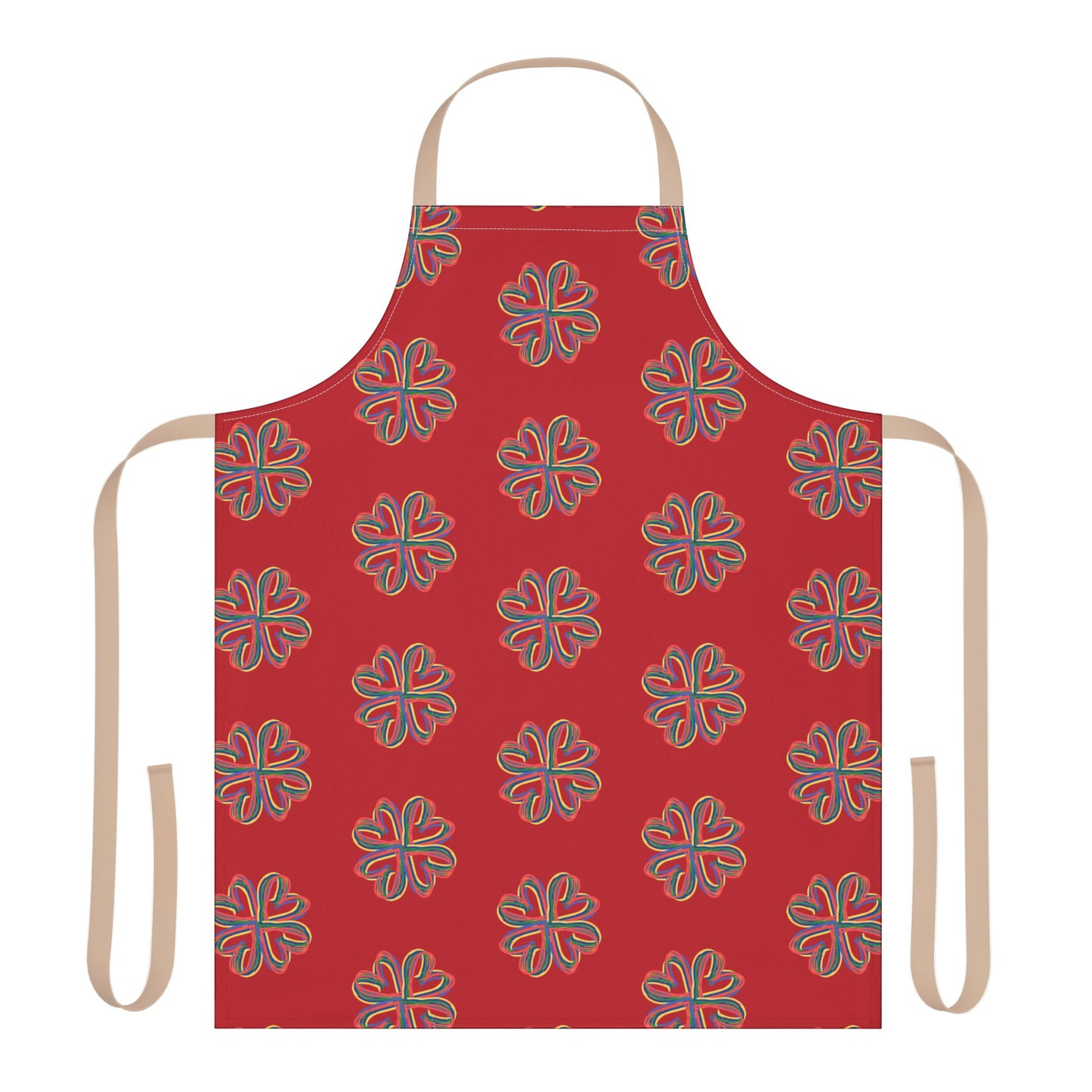 Red Colorful Floral Unisex Chefs Apron, Grilling, Cooking, Kitchen, Gender Neutral, Gifts, Women, Men, Friends, Teens, Birthday, Christmas