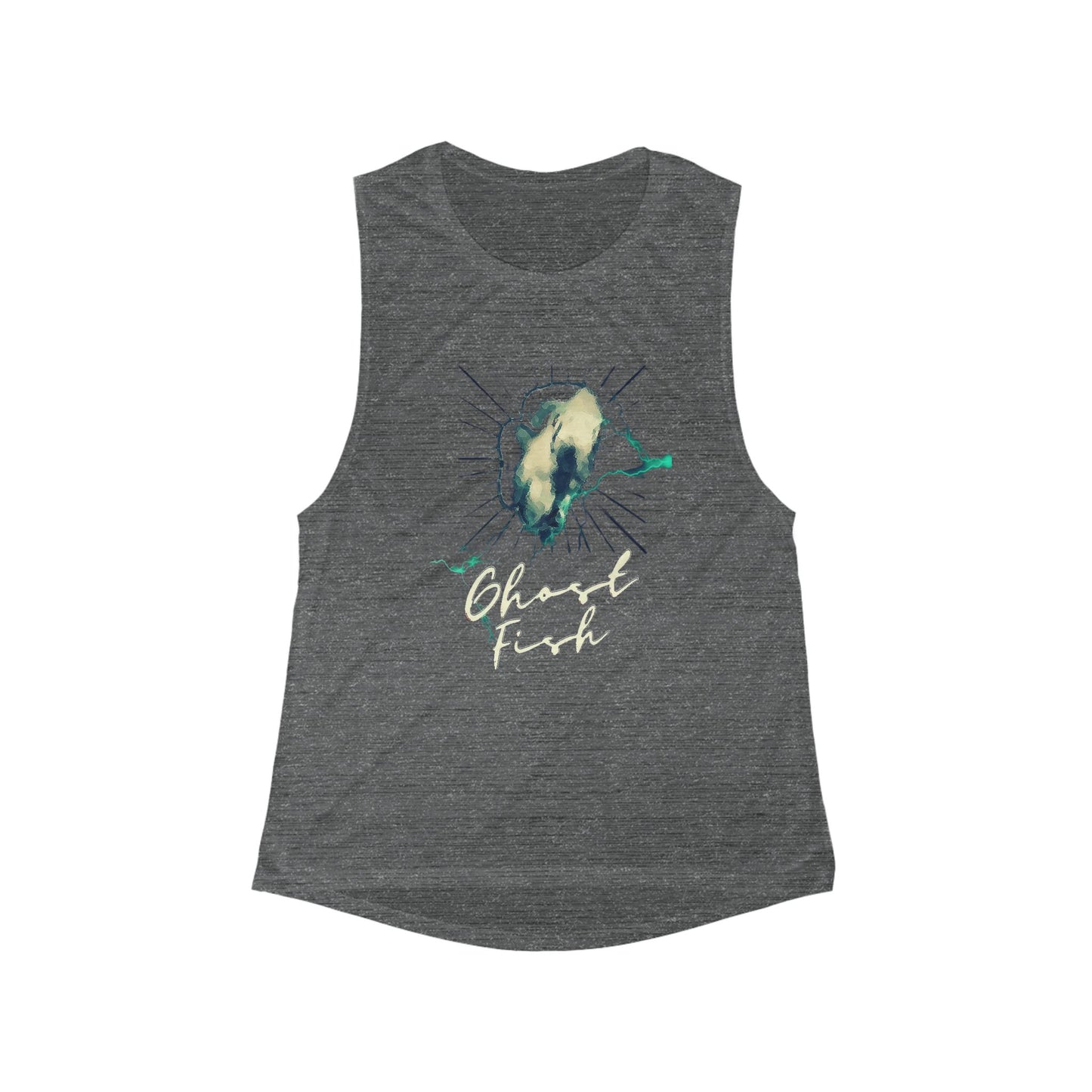Ghost Fish Women's Flowy Scoop Muscle Tank, graphic art, original artwork, funny, snarky, gender neutral, womens tee, gift, sleeveless