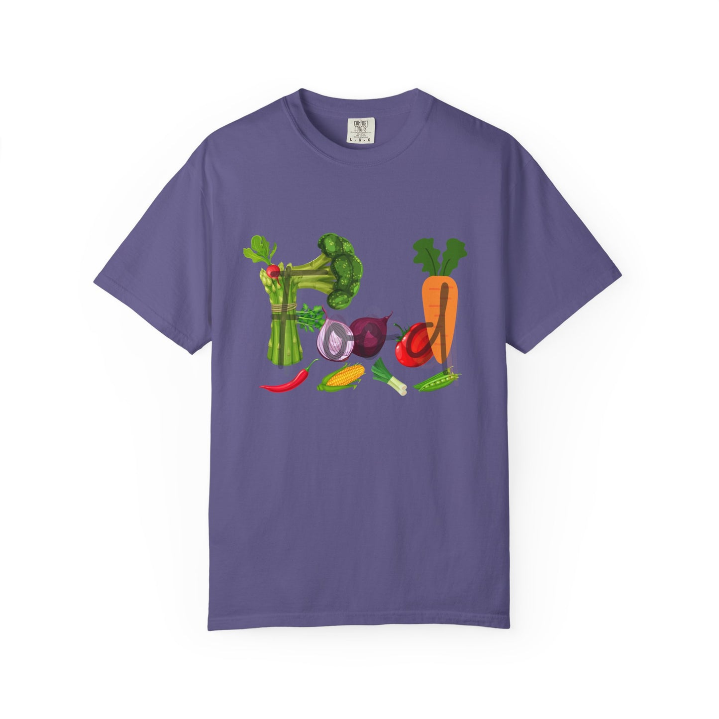 Food Unisex Garment-Dyed T-shirt, vegetables, healthy, groceries, snacks, cooking, gender neutral, casual, relaxed, soft, preshrunk cotton