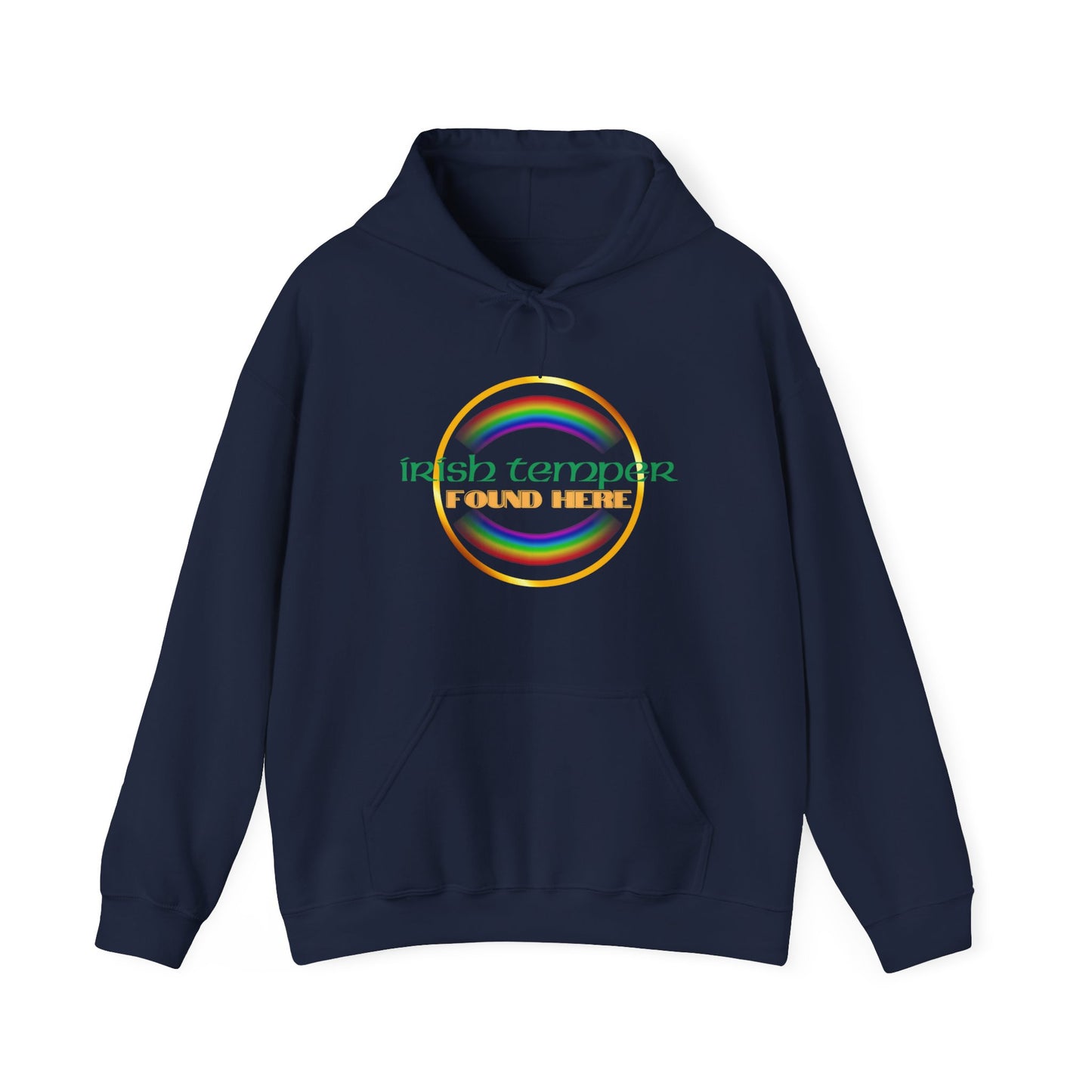 Irish Temper Found Here Unisex Heavy Blend™ Hooded Sweatshirt, rainbow, hoodie, warm, soft, gift, gender neutral, men, women, St Patricks