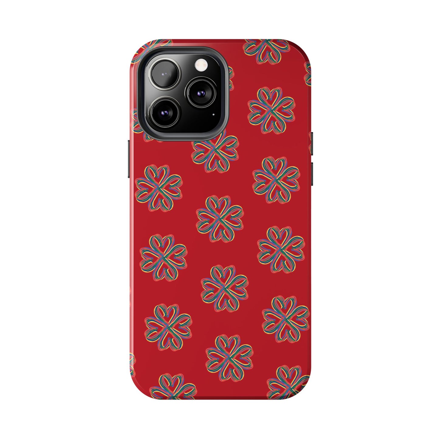 Floral Tough Phone Case, Red Phone Cover, Protective Tech Accessory, Botanical Phone Shell, Gift for Gardeners, Colorful, Wireless Charging