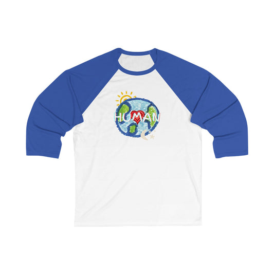 Human Unisex 3\4 Sleeve Baseball Tee, whole world, sun, moon, stars, inclusion, equality, gender neutral, gifts for women men teens friends