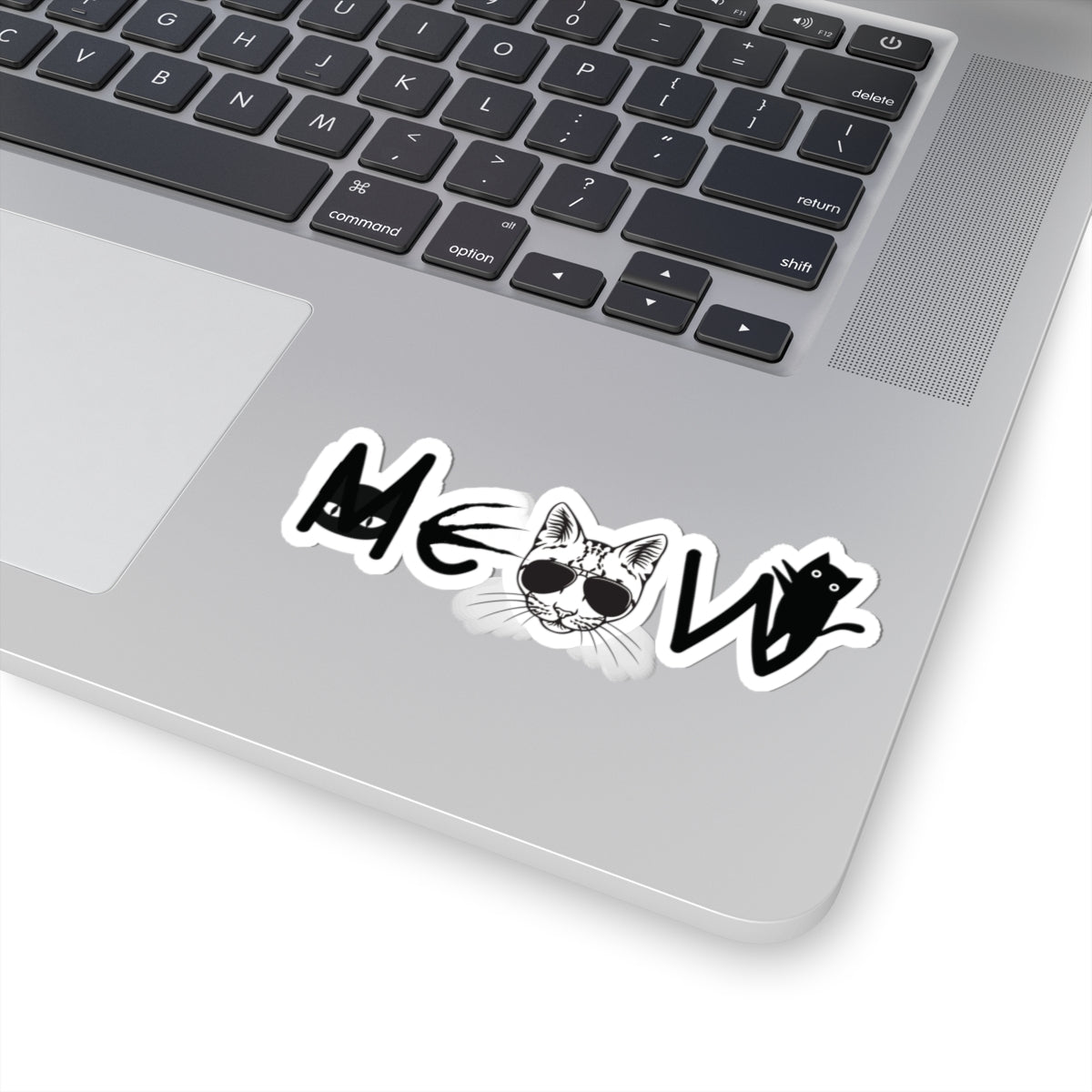 Cat Meow Black Kiss-Cut Stickers - Cat Lover Gift, Cute Kitty Decal, Pet Owner Present, Animal Lover Sticker, Laptop Decal