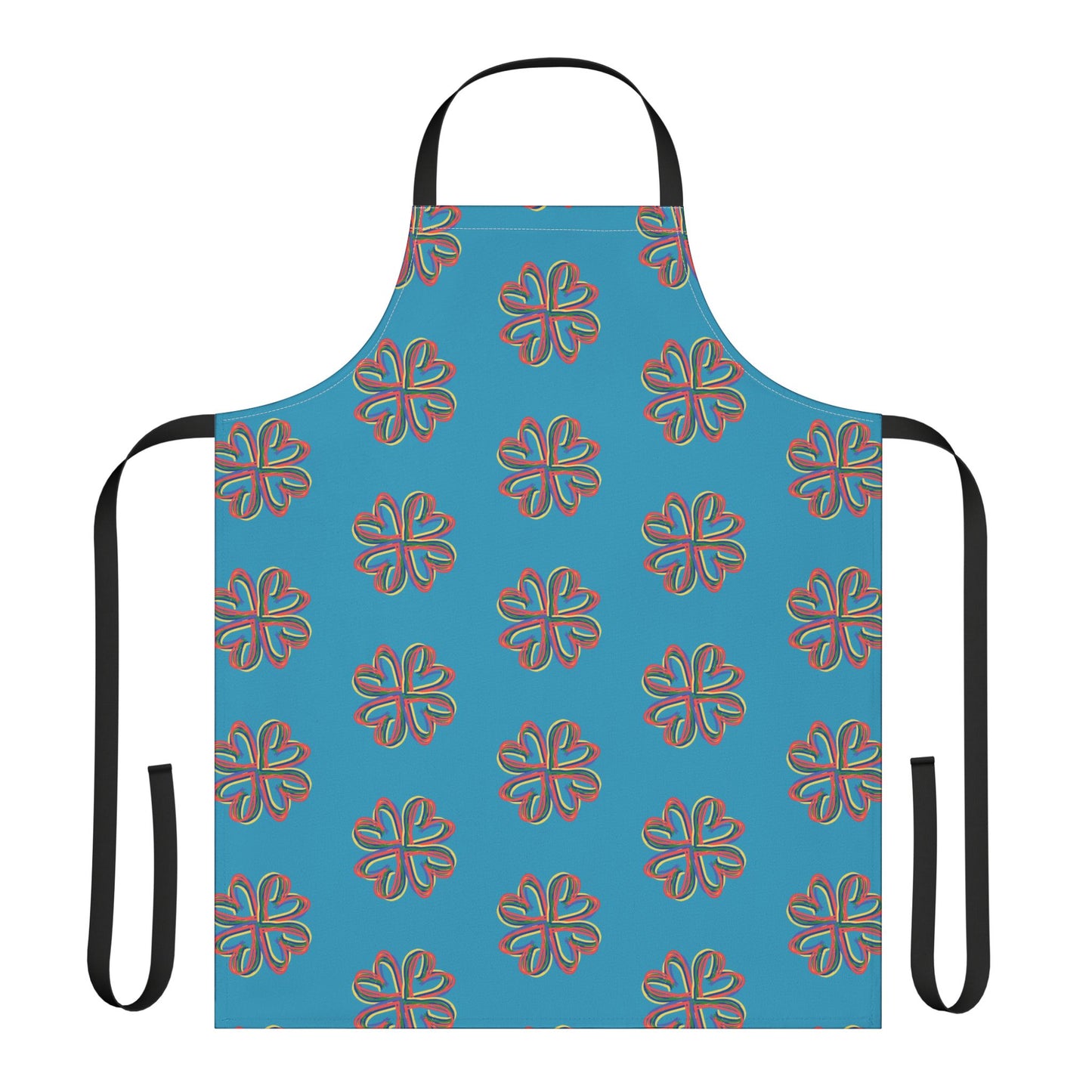 Apron, Turquoise Floral Unisex Chefs Apron, Grilling Cooking Kitchen Gender Neutral Gifts Women Men Friends Teens Birthday Christmas