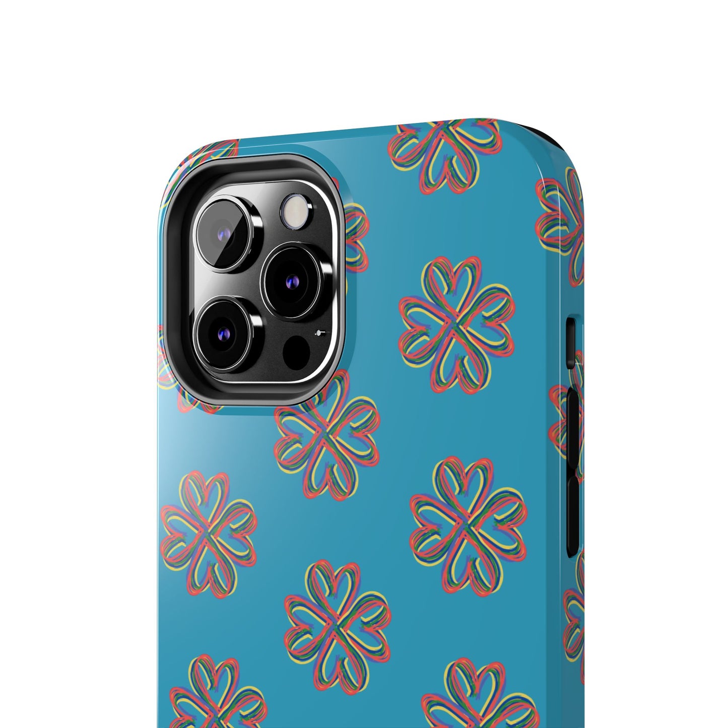 Floral Tough Phone Case, Colorful Turquoise Case, Hard Cover, iPhone Samsung Galaxy Google Pixel, Botanical Print Phone, Wireless Charging