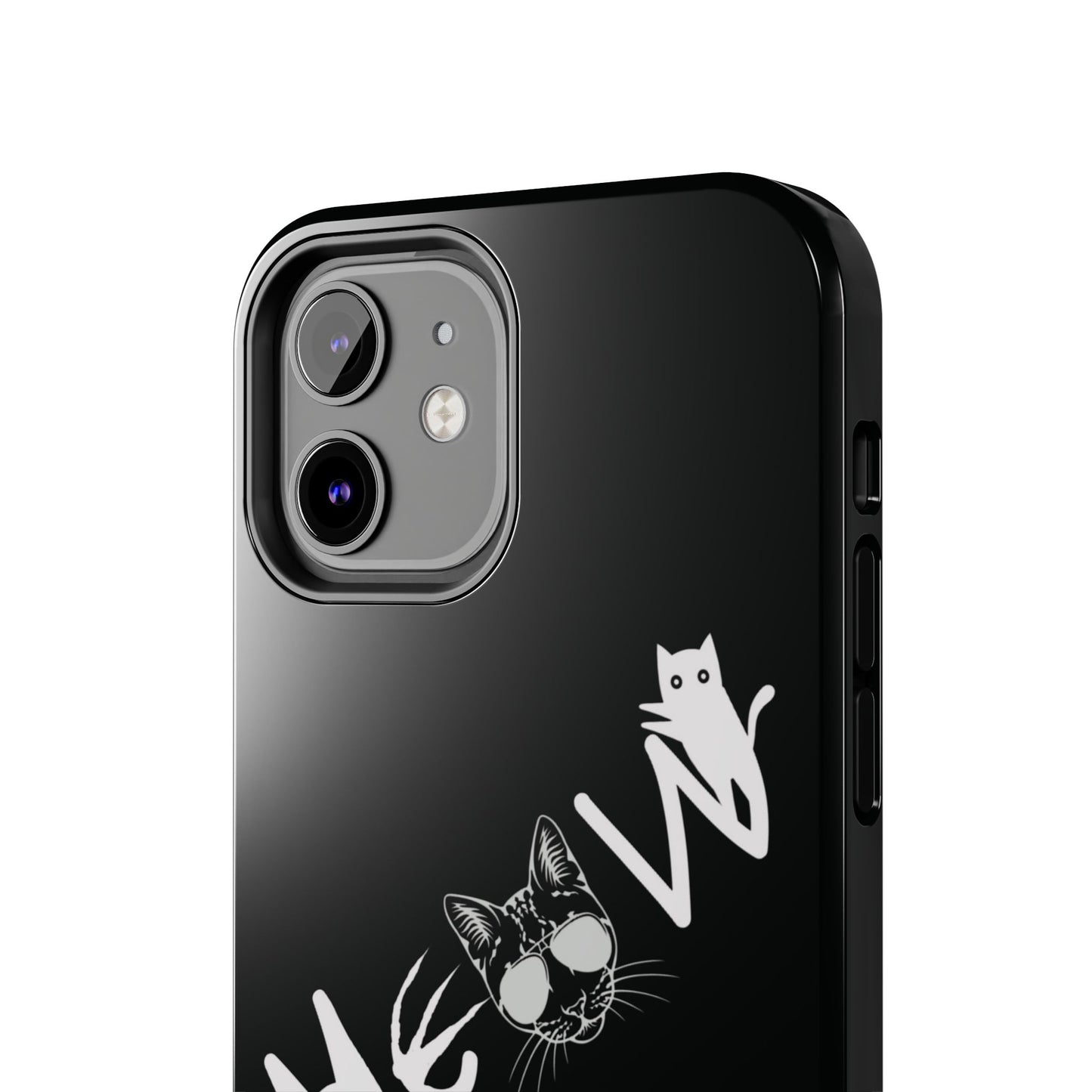 Meow Tough Phone Cases, iPhone & Samsung cases, wireless charging, cats, sassy, kitty, gender neutral, gifts, Halloween, birthday, Christmas