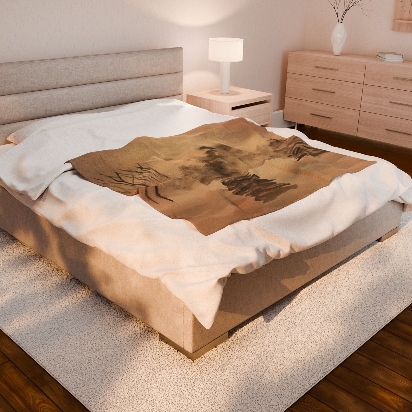 Winter Scene Velveteen Blanket, Cozy Throw, Home Decor, Gift, Bed Cover, Dorm, Warm, Soft, Couch Blanket, Birthday Anniversary Christmas