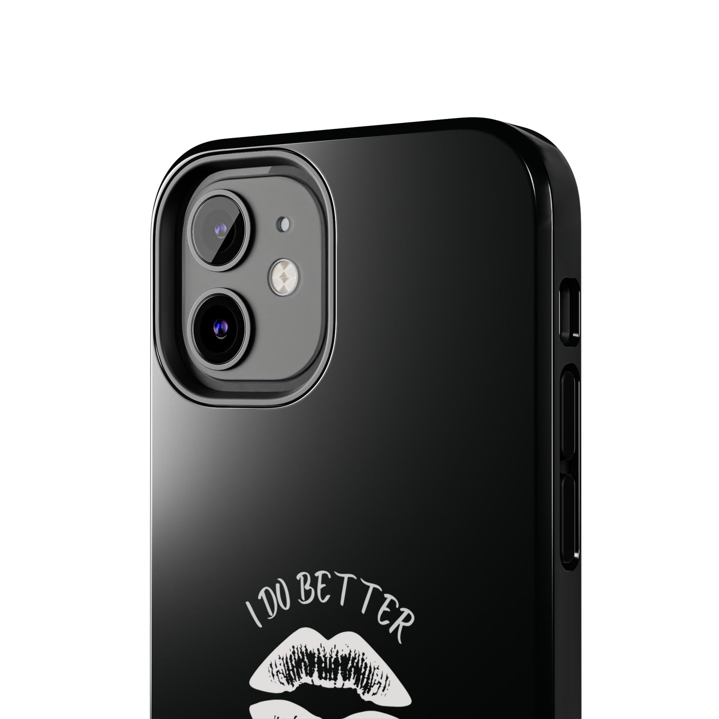 Glamorous Lipstick Tough Phone Cases - Empowered Gifts, Sassy Wireless Charging Cover, Fun Lips Samsung & iPhone Cases, Black Design