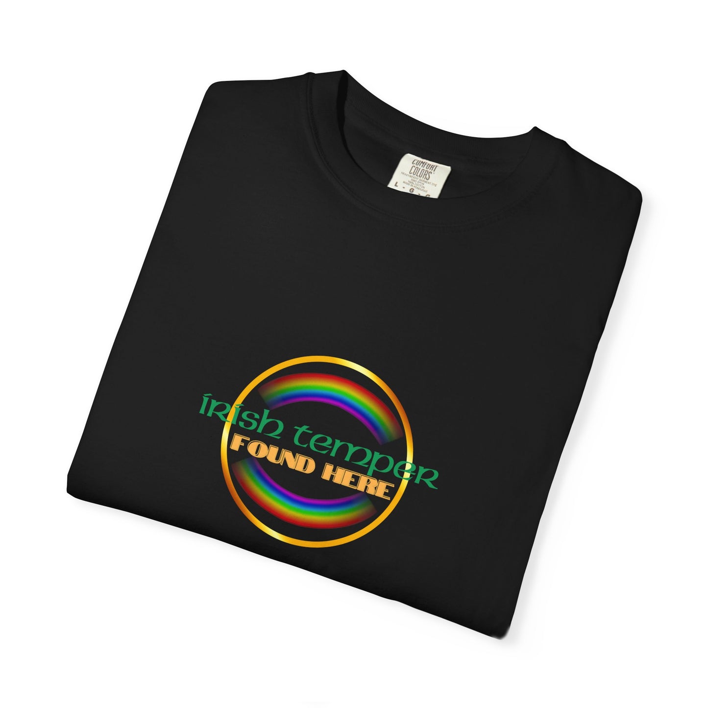 Irish Temper Found Here Unisex Garment-Dyed T-shirt, rainbow, fun, gender neutral, casual, relaxed, soft, preshrunk cotton, St Patricks Day
