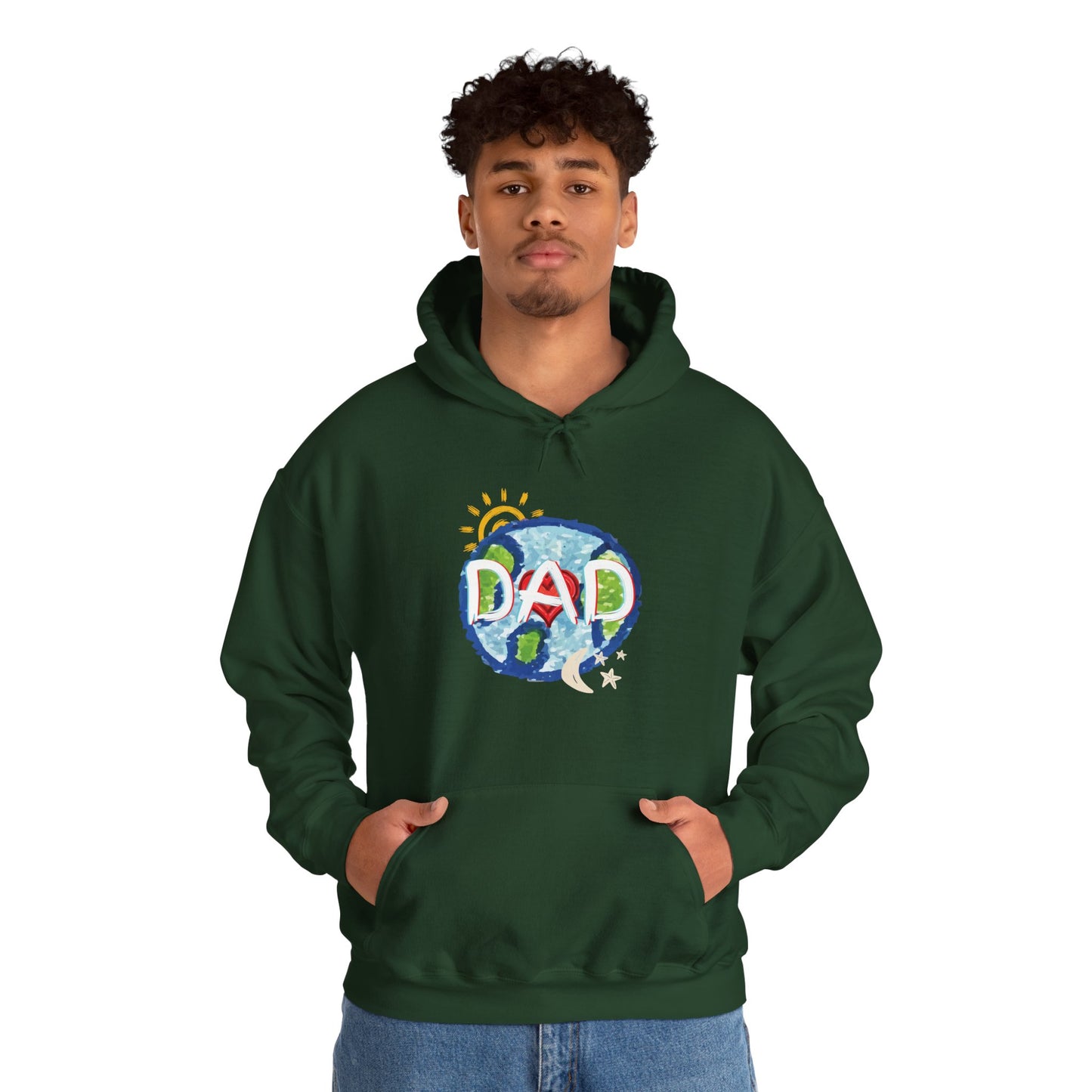 DAD Hooded Sweatshirt - Whole World Sun Moon & Stars Heart Love Fathers Day Gift for Men