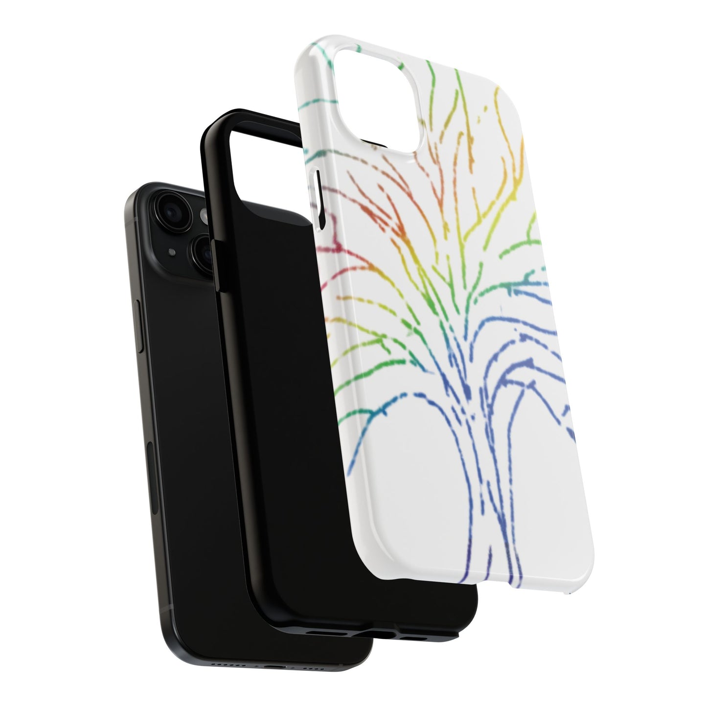 Rainbow Tree Tough Phone Cases - Colorful Nature Love Pride Gender Neutral Gifts for Friends, iPhone Samsung Wireless Charging Cover, LGBTQ+