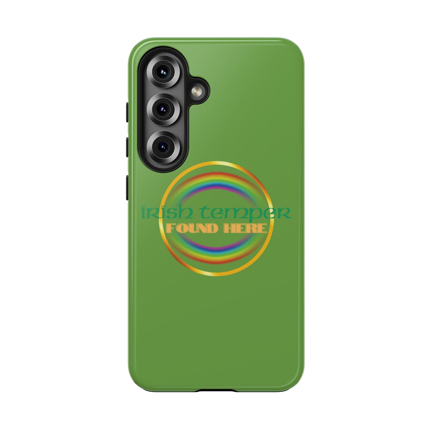 Green Irish Temper Found Here Tough Phone Cases, iPhone & Samsung cases, wireless charging, gifts, St Patricks Day, Birthday, Christmas