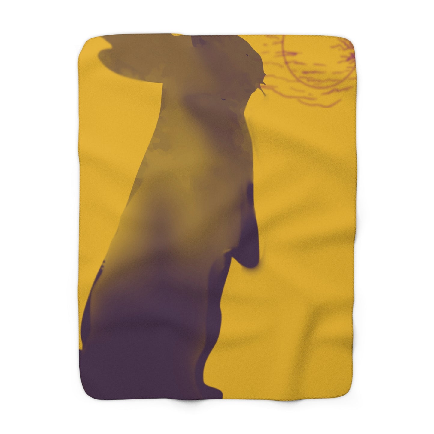 Rabbit Moon Yellow Sherpa Fleece Blanket, Bunny, Sleep, Calm, Home Decor, Warm, Soft, Cozy, Gender Neutral, Gift, Throw, 50x60 60x80