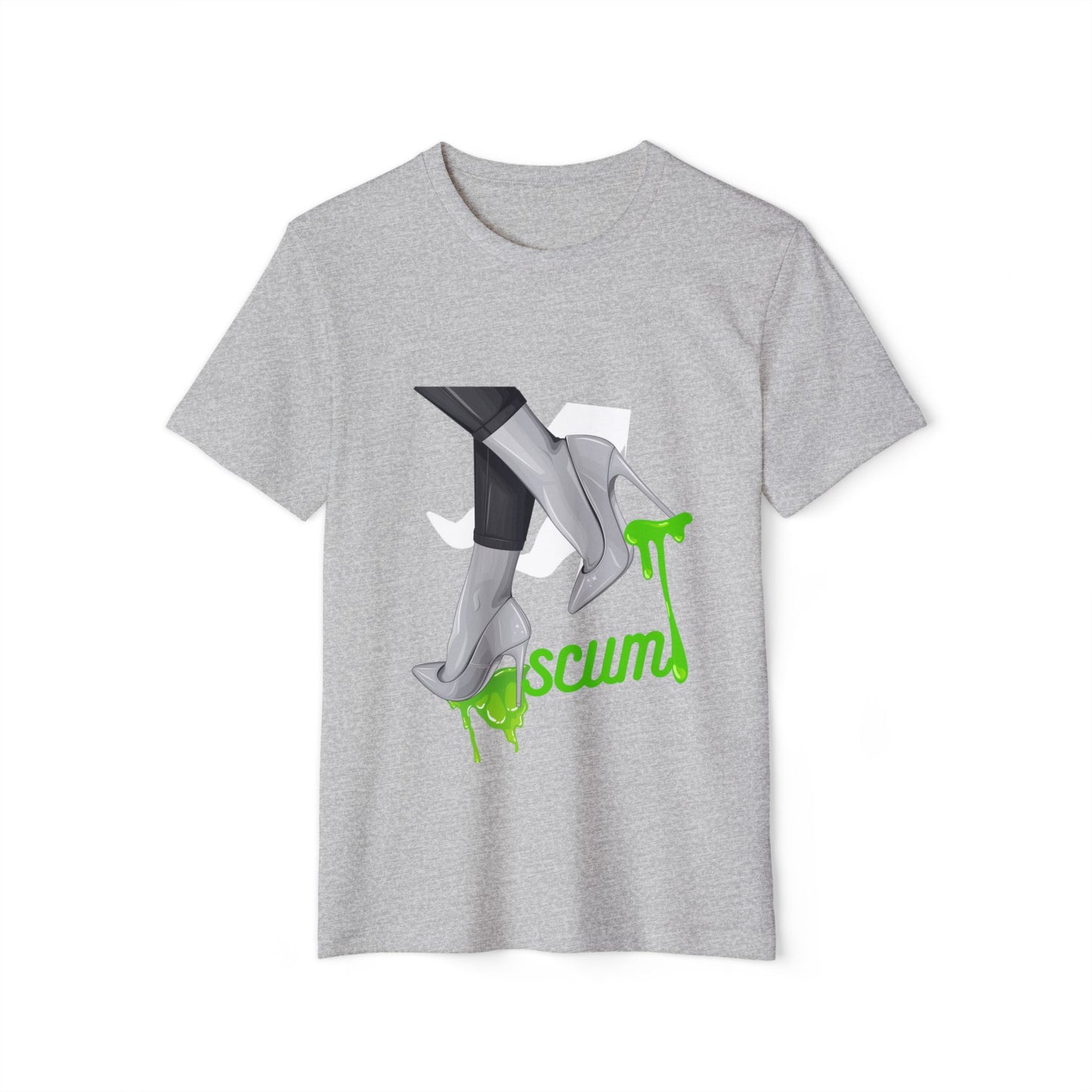 Graphic Tee Unisex Recycled Organic T-Shirt, High Heels Dripping Scum Tee, Fashionable Eco-Friendly Shirt, Sustainable Streetwear Top,