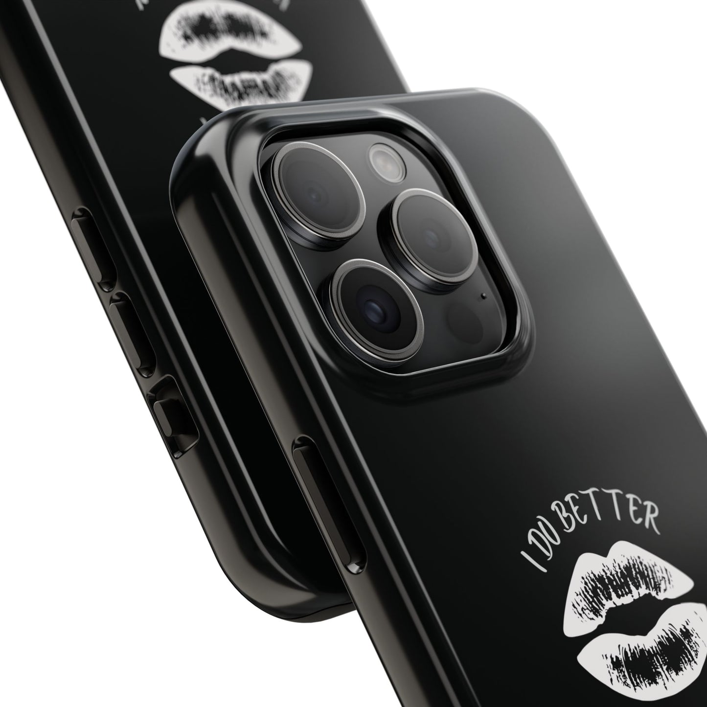 Glamorous Lipstick Tough Phone Cases - Empowered Gifts, Sassy Wireless Charging Cover, Fun Lips Samsung & iPhone Cases, Black Design