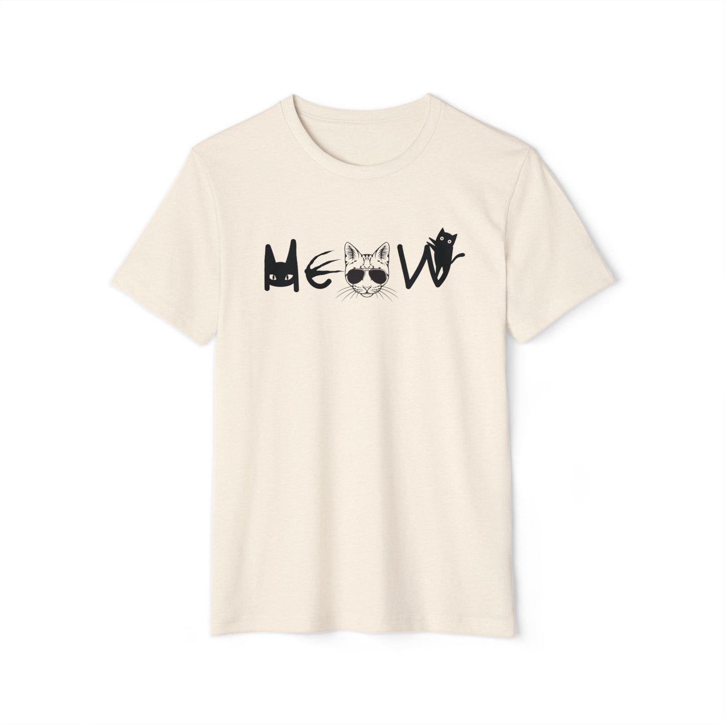Meow Cats Recycled T-Shirt, Unisex Cat Lover Tee, Eco-Friendly Clothing, Animal Print Shirt, Sustainable Fashion Gift