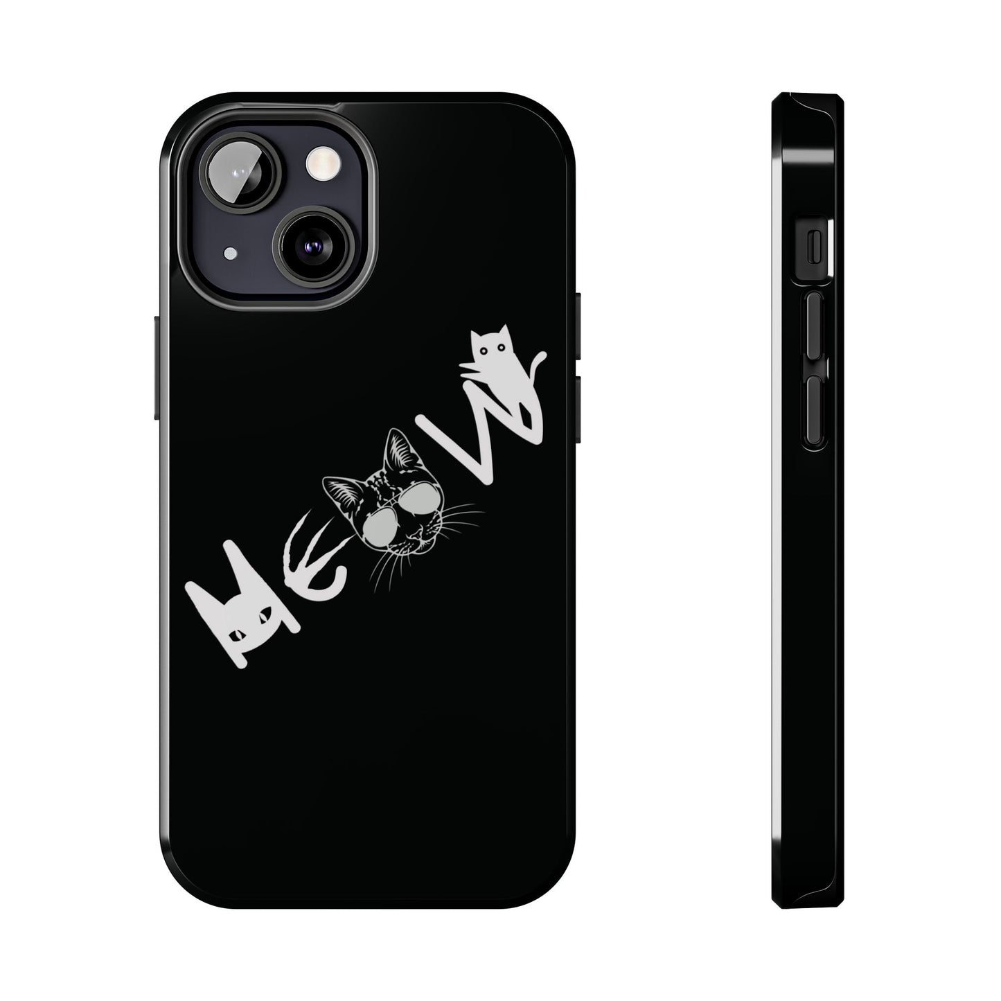 Meow Tough Phone Cases, iPhone & Samsung cases, wireless charging, cats, sassy, kitty, gender neutral, gifts, Halloween, birthday, Christmas