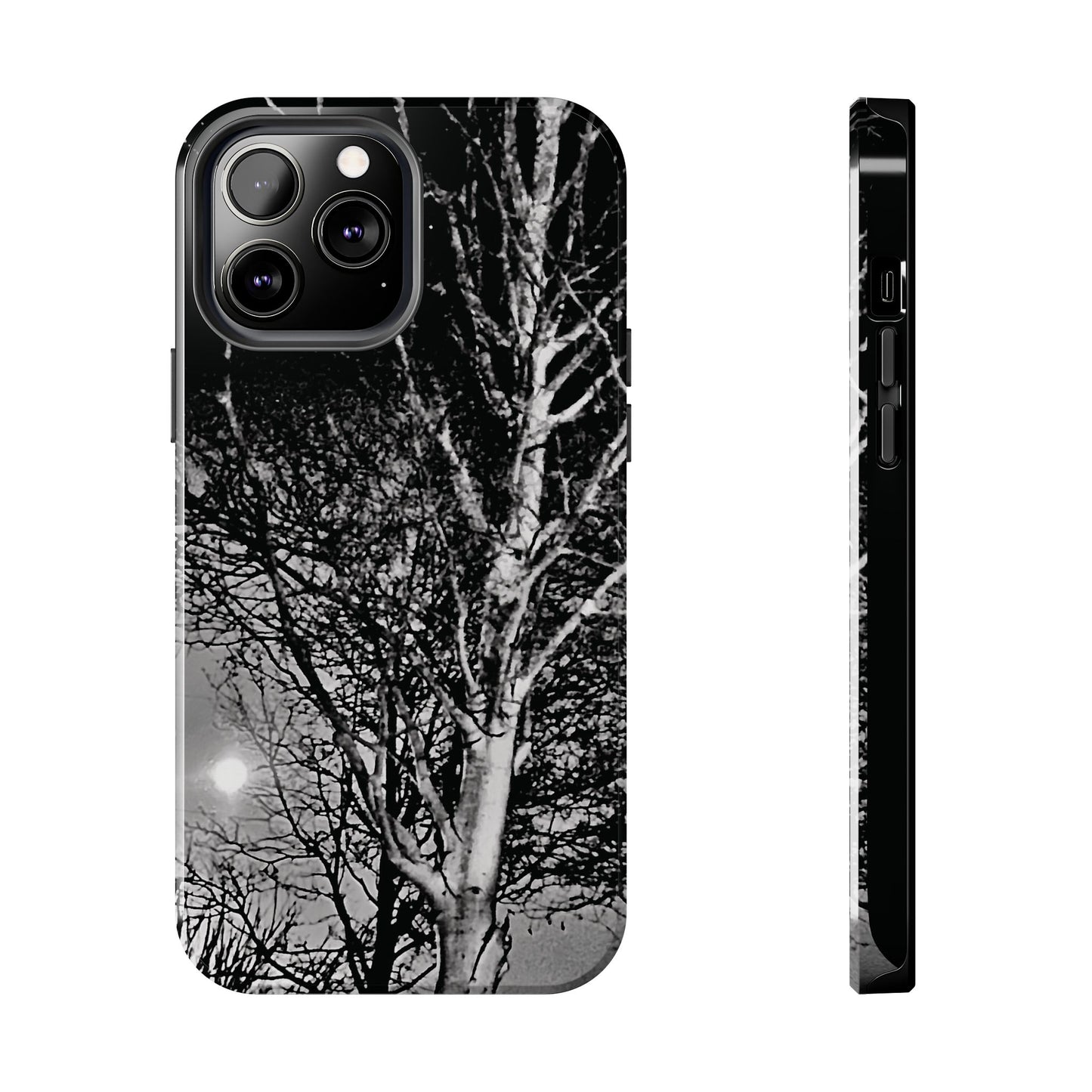 Worm Moon Night Trees Tough Phone Cases, iPhone & Samsung cases, wireless charging, trees, nature, spooky, original photo, gifts, Halloween