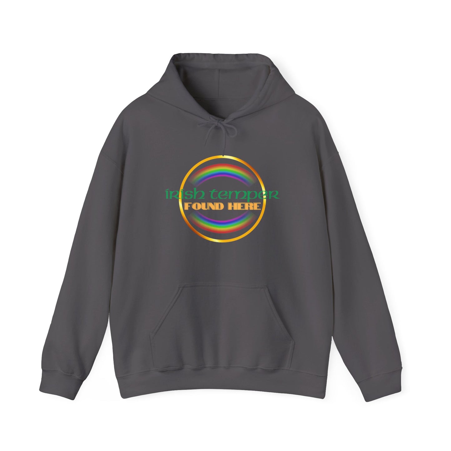Irish Temper Found Here Unisex Heavy Blend™ Hooded Sweatshirt, rainbow, hoodie, warm, soft, gift, gender neutral, men, women, St Patricks