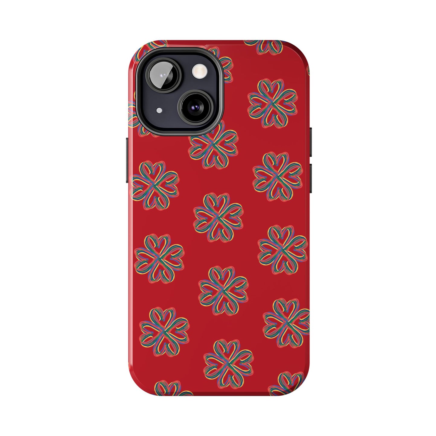 Floral Tough Phone Case, Red Phone Cover, Protective Tech Accessory, Botanical Phone Shell, Gift for Gardeners, Colorful, Wireless Charging