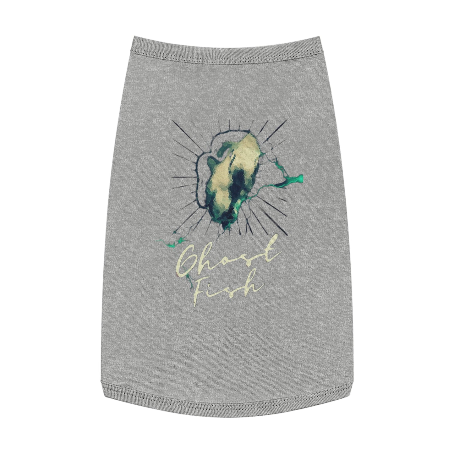 Ghost Fish Pet Tank Top, funny dog clothes, gifts, goofy, pet fashions, attitude, cotton, dog shirts, cat shirts, Halloween