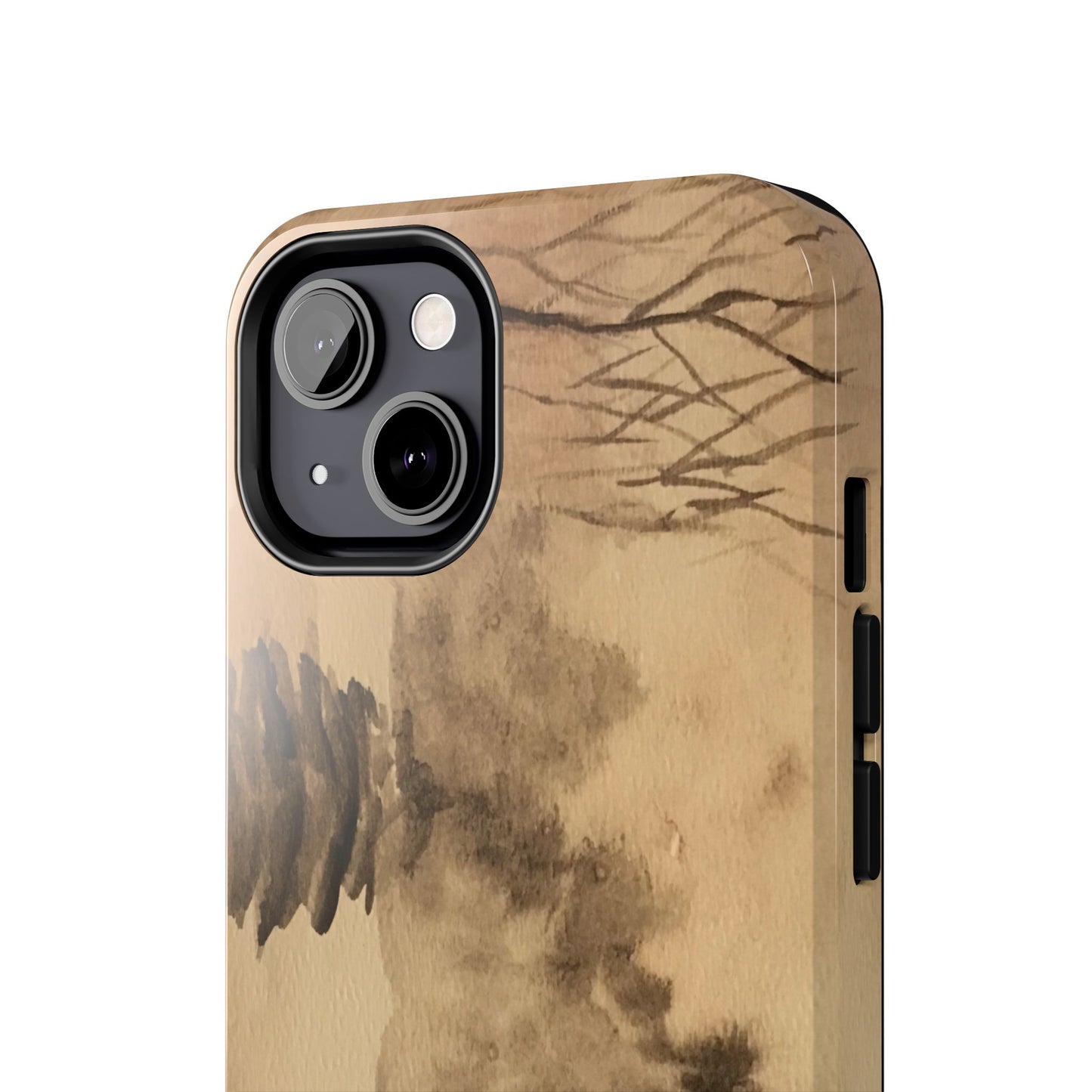 Winter Scene Tough Phone Cases, iPhone & Samsung cases, wireless charging, pine trees, snow, original watercolor artwork, gifts, Christmas