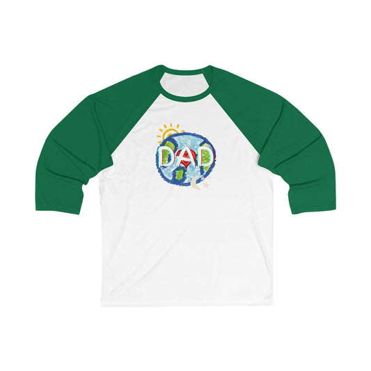 Dad Unisex 3\4 Sleeve Baseball Tee, whole world, sun, moon, stars, family, matching sets, gender neutral, gifts for dad women men friends