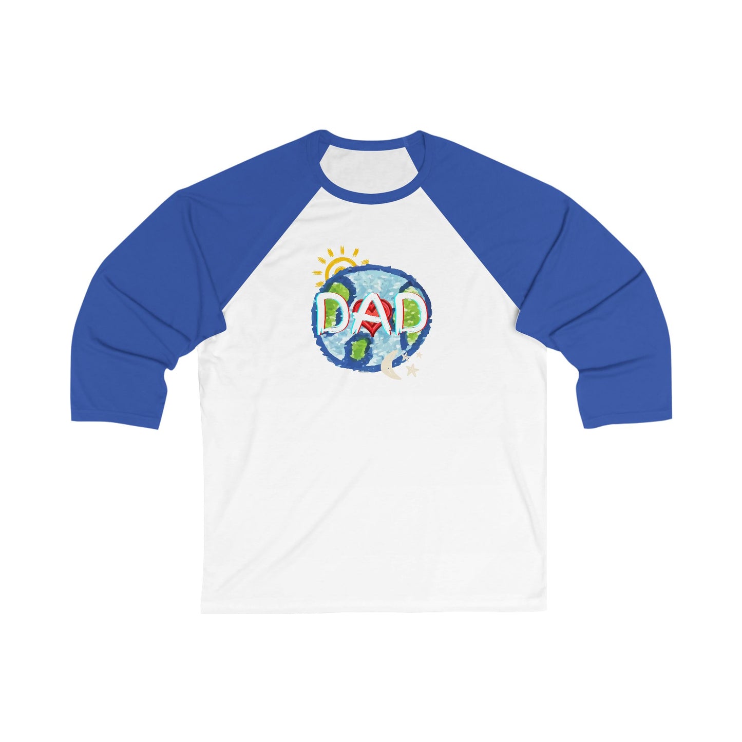 Dad Unisex 3\4 Sleeve Baseball Tee, whole world, sun, moon, stars, family, matching sets, gender neutral, gifts for dad women men friends