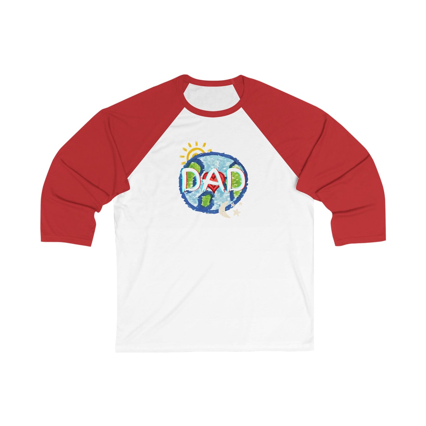 Dad Unisex 3\4 Sleeve Baseball Tee, whole world, sun, moon, stars, family, matching sets, gender neutral, gifts for dad women men friends