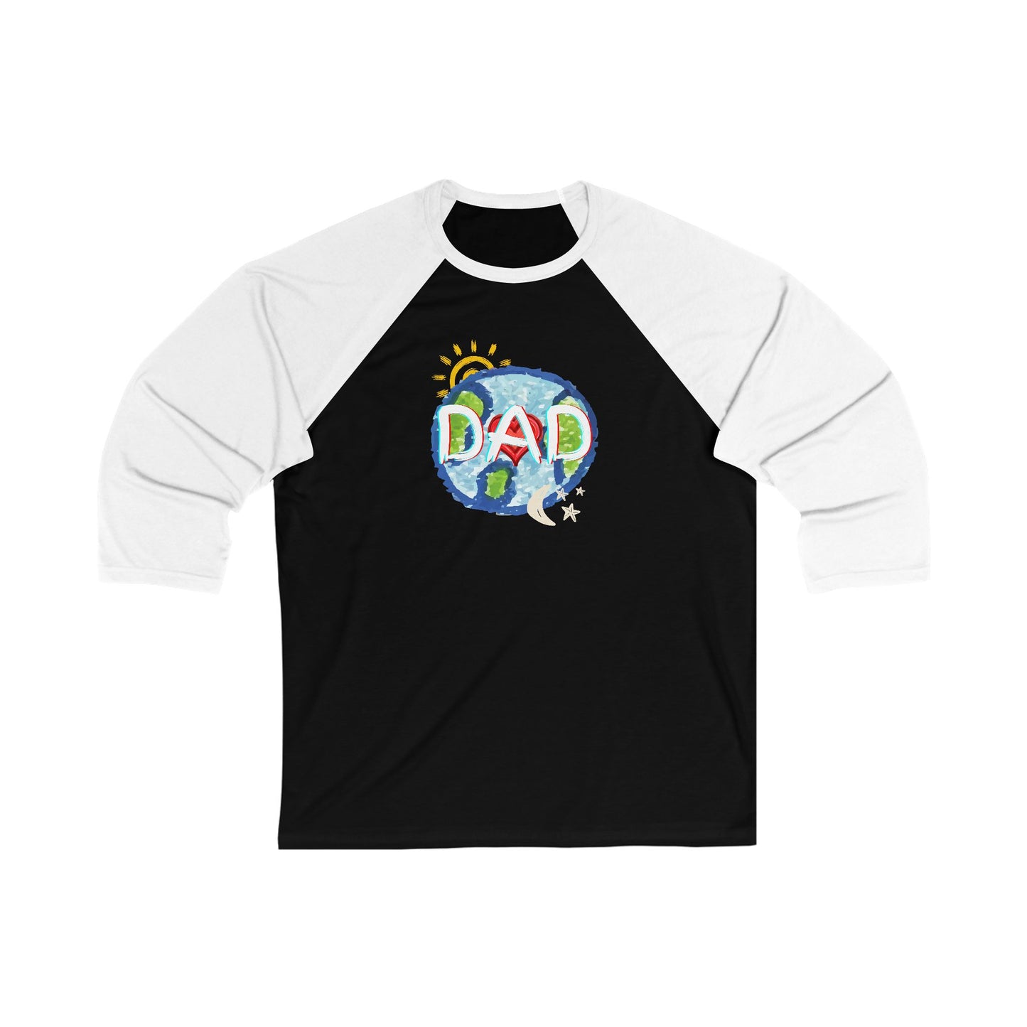 Dad Unisex 3\4 Sleeve Baseball Tee, whole world, sun, moon, stars, family, matching sets, gender neutral, gifts for dad women men friends