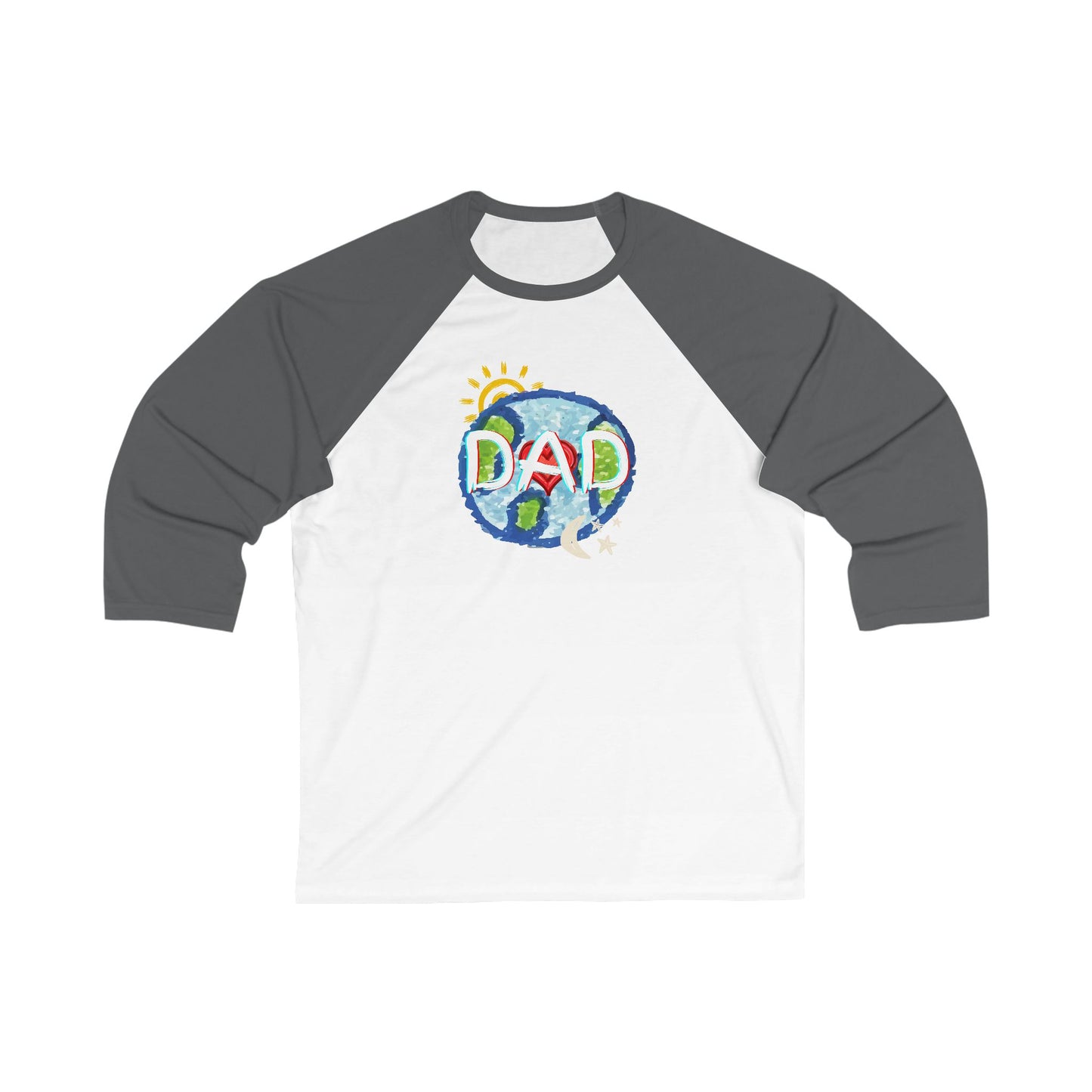 Dad Unisex 3\4 Sleeve Baseball Tee, whole world, sun, moon, stars, family, matching sets, gender neutral, gifts for dad women men friends