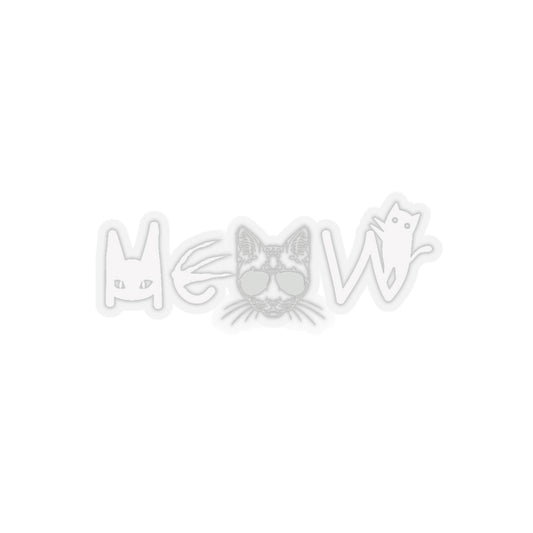 Meow Cat White Kiss-Cut Stickers, Animal Decals, Cute Kitty Vinyl Sticker Pack, Laptop Decal, Water Bottle Sticker, Pet Lover Gift