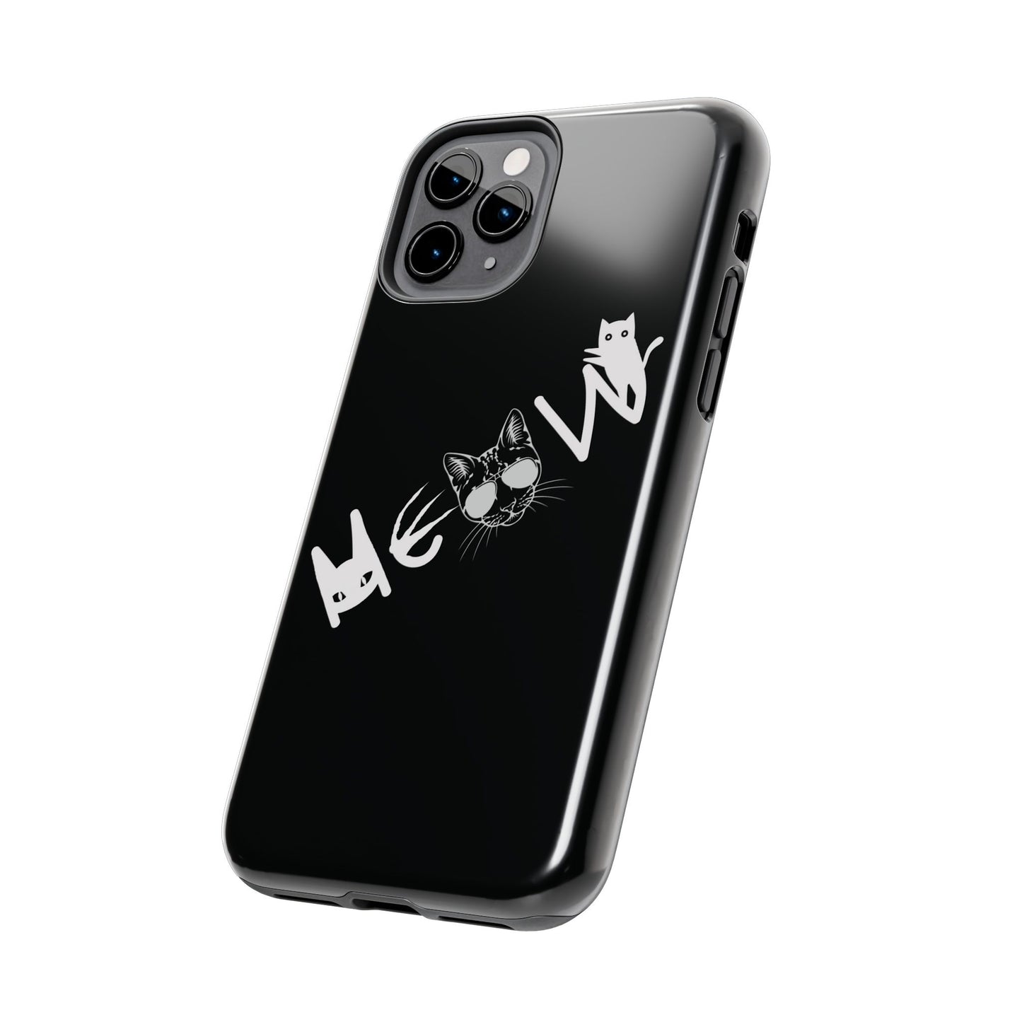 Meow Tough Phone Cases, iPhone & Samsung cases, wireless charging, cats, sassy, kitty, gender neutral, gifts, Halloween, birthday, Christmas