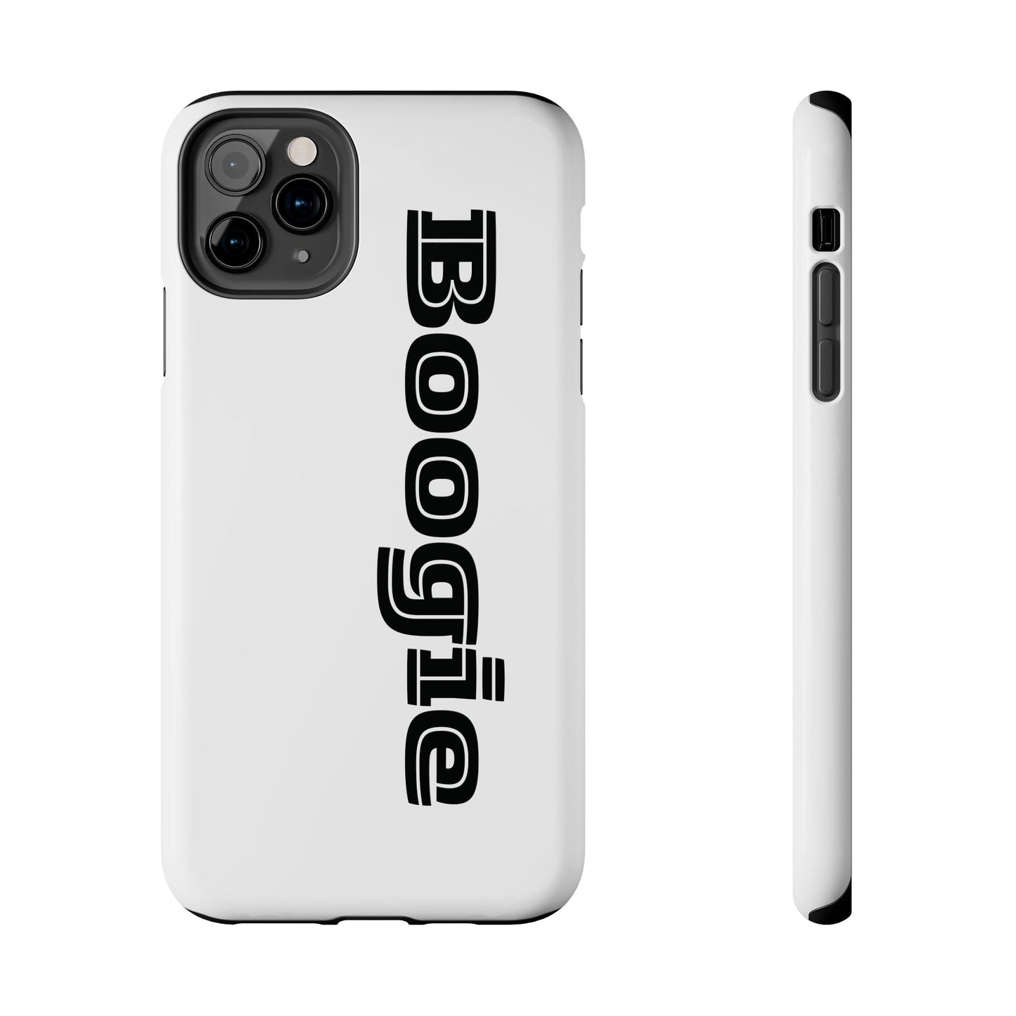 Boogie White Tough Phone Cases, iPhone Samsung cases, wireless charging, gender neutral women men friends kids teens gift birthday Christmas