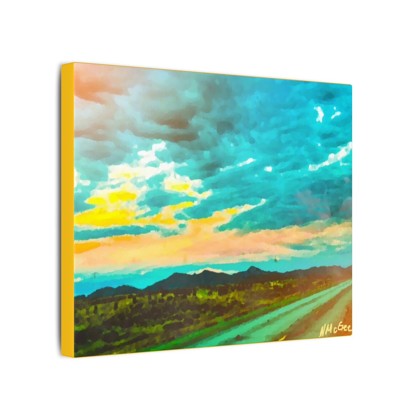 Canvas Wrap Wyoming Landscape, Nature, America, Western, Artwork, Wall Art, Print, Mountains, Gift, Sky, Colorful, Clouds, Sunset, Eco
