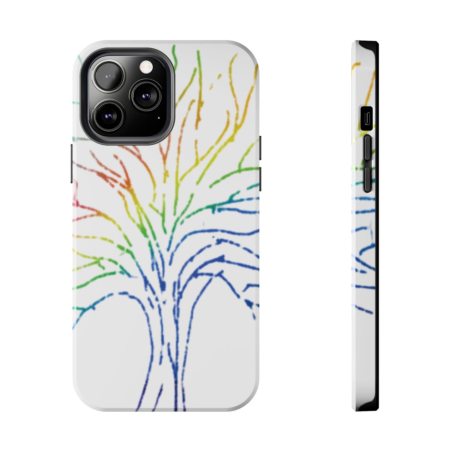 Rainbow Tree Tough Phone Cases - Colorful Nature Love Pride Gender Neutral Gifts for Friends, iPhone Samsung Wireless Charging Cover, LGBTQ+