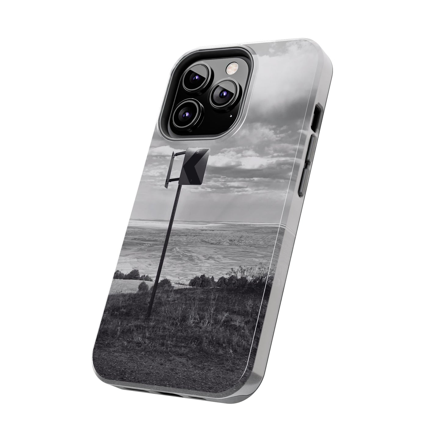 Road Sign Tough Phone Cases, iPhone & Samsung cases, wireless charging, black and white photo, nature, original art, gift birthday Christmas