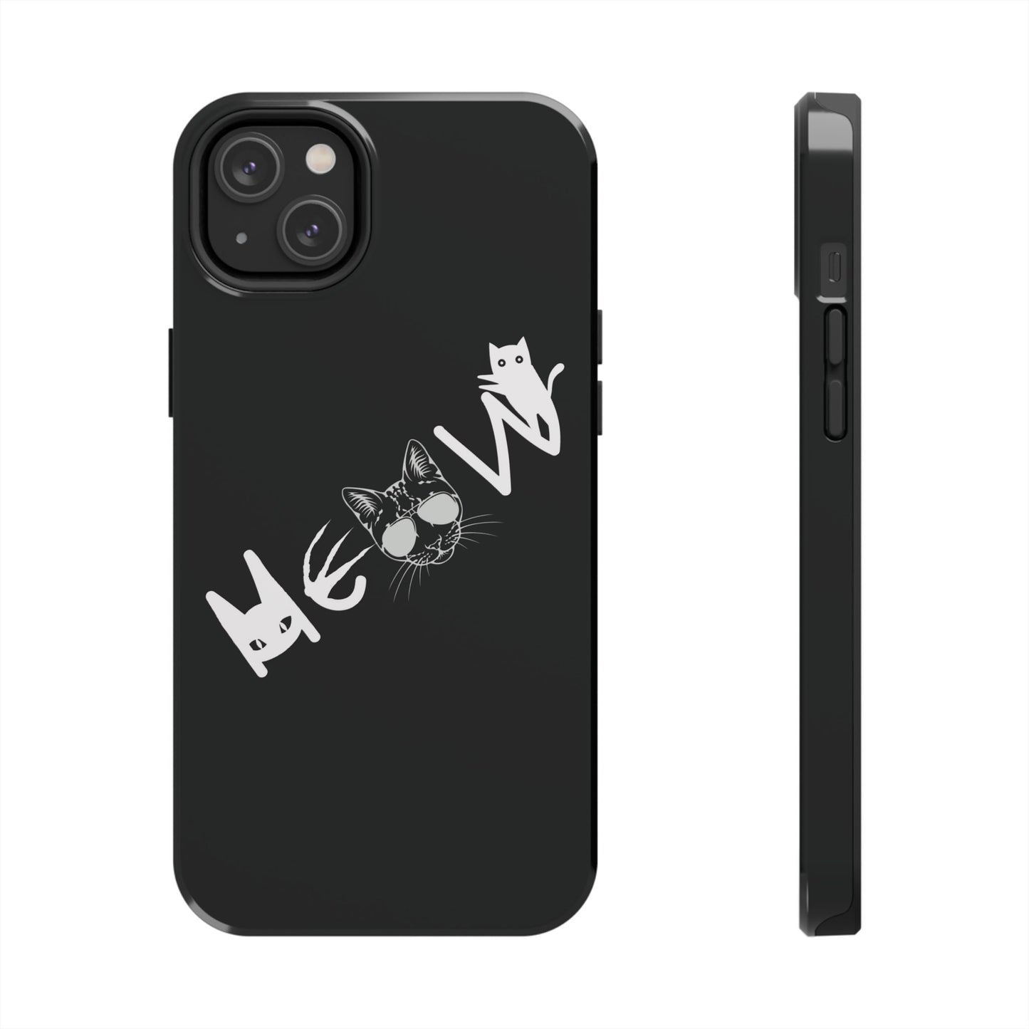 Meow Tough Phone Cases, iPhone & Samsung cases, wireless charging, cats, sassy, kitty, gender neutral, gifts, Halloween, birthday, Christmas