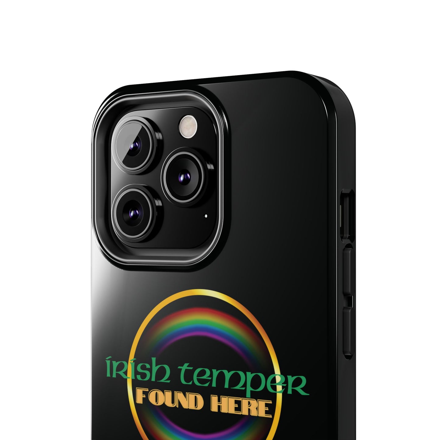 Irish Temper Found Here Black Tough Phone Cases, iPhone & Samsung cases, wireless charging, gifts, St Patricks Day, Birthday, Christmas