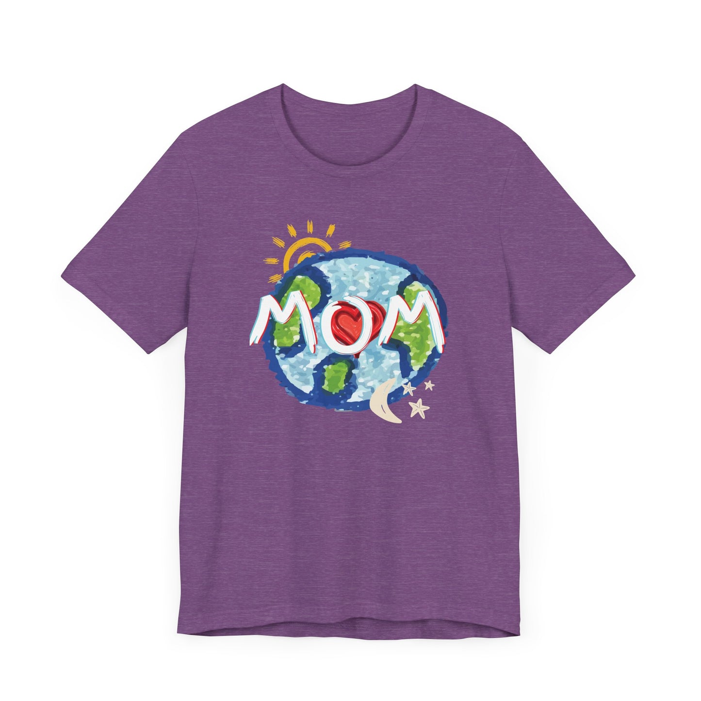 MOM Unisex Tee, Whole World, Sun Moon Stars, Heart, Love, Mothers Day, Gifts for Women, Comfy, Soft, Casual, Gender Neutral, Short Sleeves