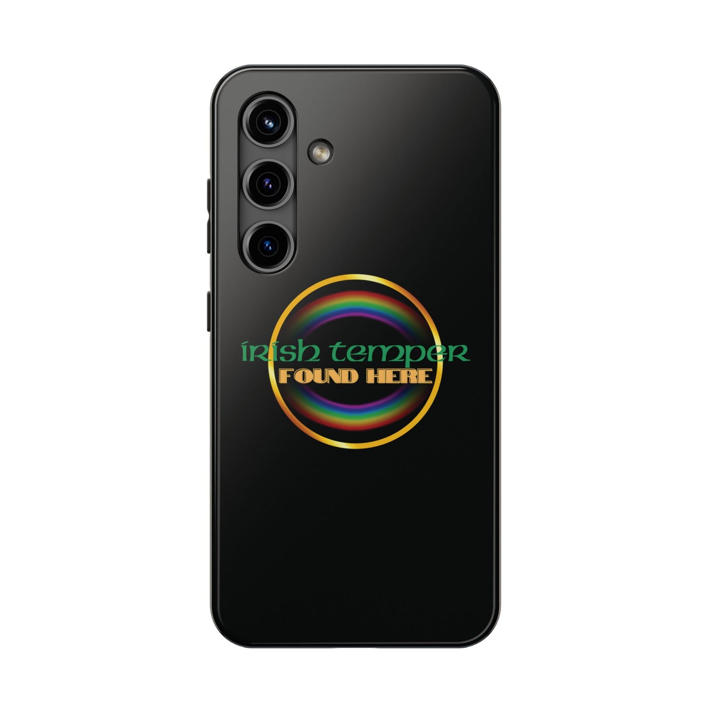 Irish Temper Found Here Black Tough Phone Cases, iPhone & Samsung cases, wireless charging, gifts, St Patricks Day, Birthday, Christmas