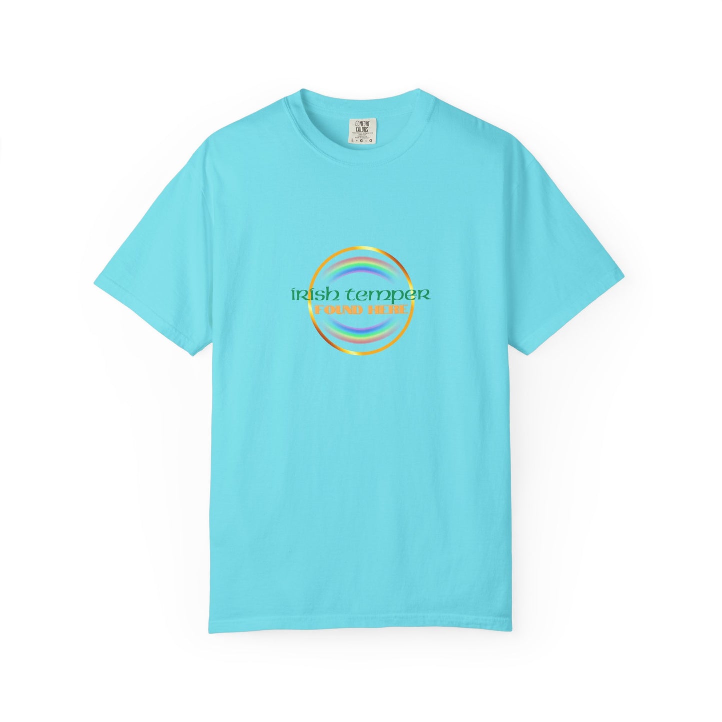 Irish Temper Found Here Unisex Garment-Dyed T-shirt, rainbow, fun, gender neutral, casual, relaxed, soft, preshrunk cotton, St Patricks Day