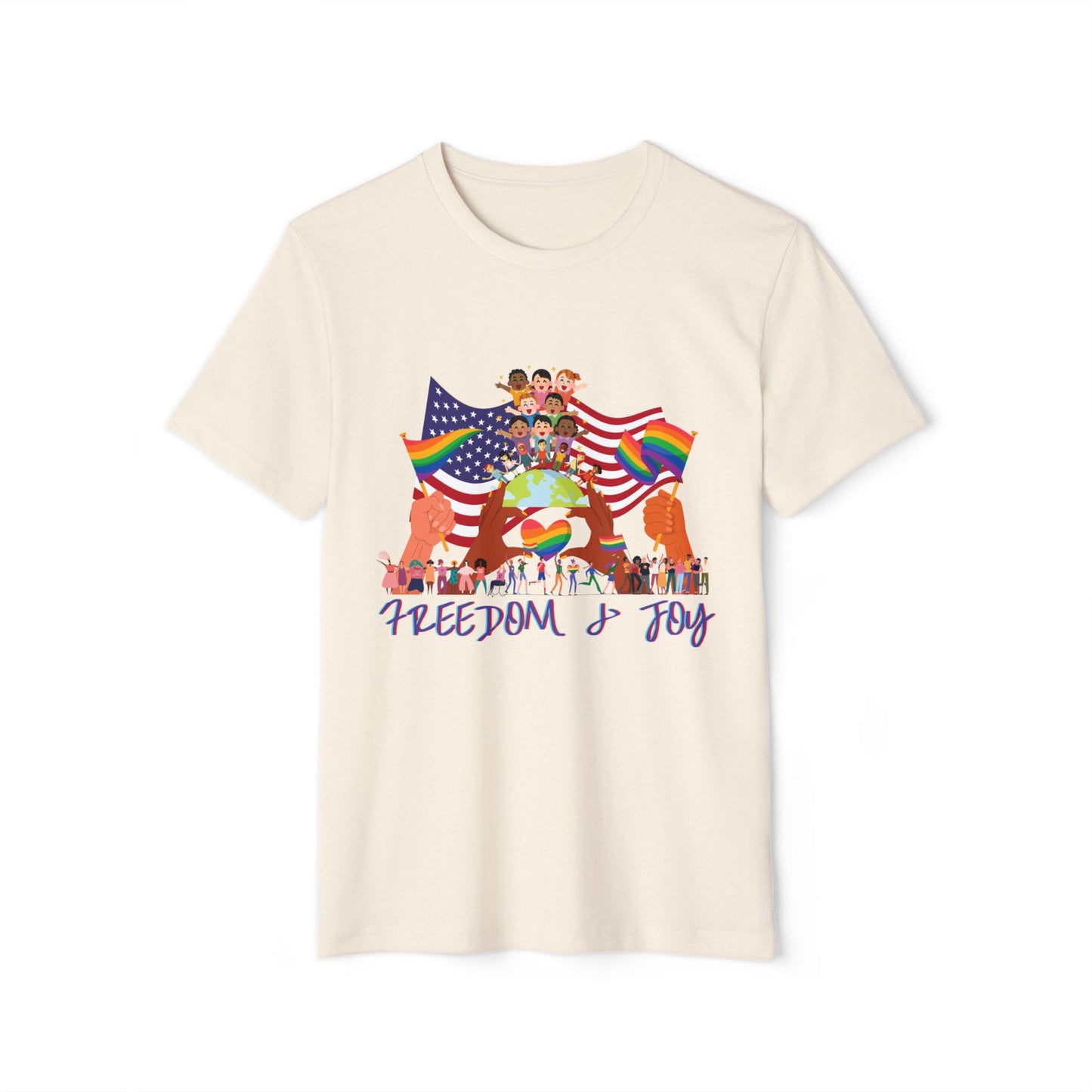 Freedom Flag Recycled T-Shirt, Pride Inclusion Equality Unisex Tee, Sustainable Organic Clothing