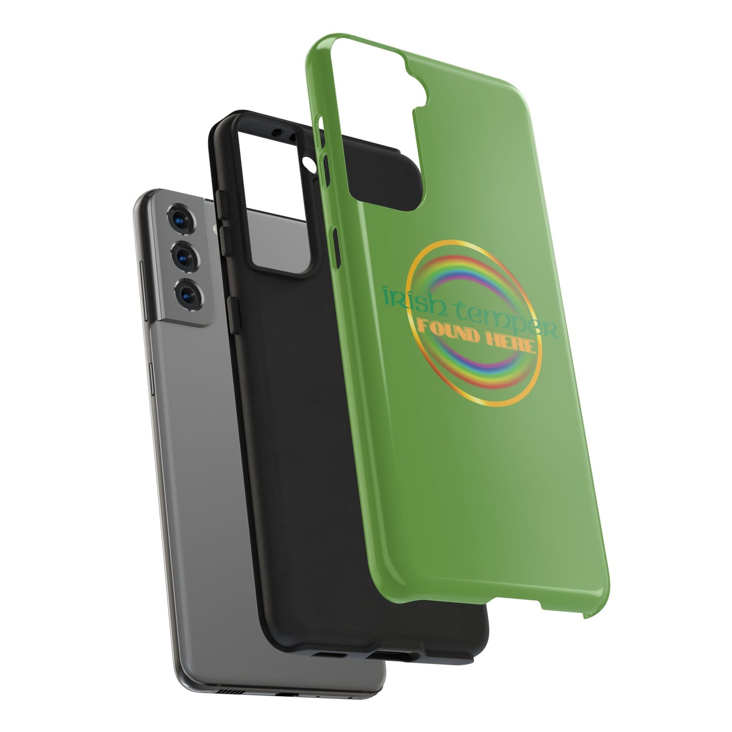 Green Irish Temper Found Here Tough Phone Cases, iPhone & Samsung cases, wireless charging, gifts, St Patricks Day, Birthday, Christmas