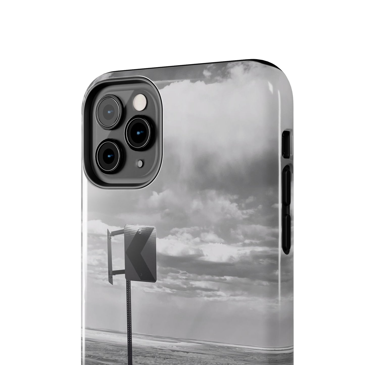Road Sign Tough Phone Cases, iPhone & Samsung cases, wireless charging, black and white photo, nature, original art, gift birthday Christmas