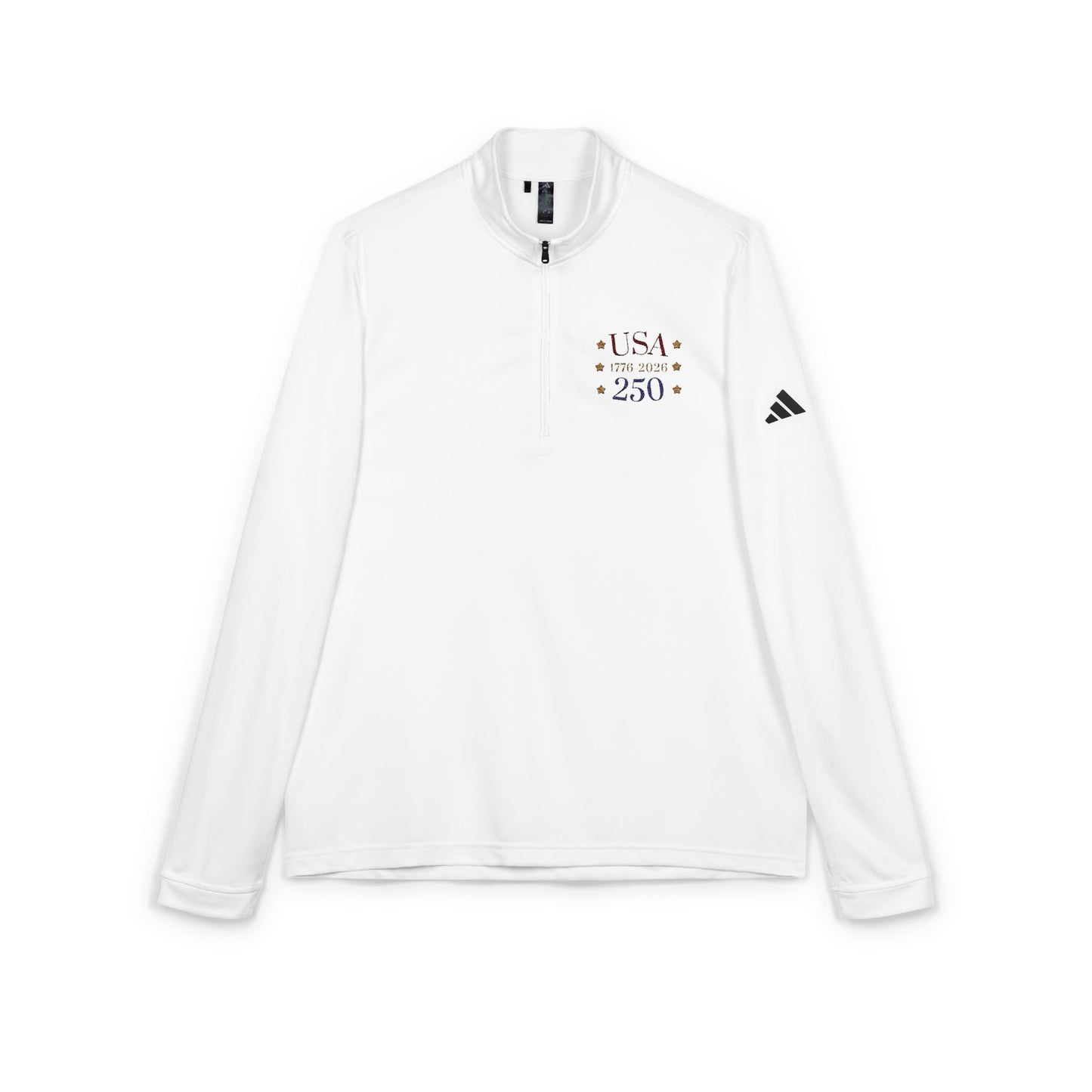USA 250 Embroidered Quarter-Zip Pullover — 1776 Patriotic Sweatshirt